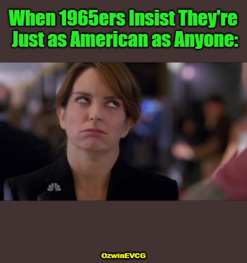 Remember Not to Deny History or Disrespect Identity Unless You're Discussing a White Country or Inside One. | When 1965ers Insist They're 

Just as American as Anyone:; OzwinEVCG | image tagged in tina fey eyeroll 2,self-awareness,war on whites,liberal logic,history,sounds like communist propaganda | made w/ Imgflip meme maker