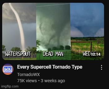 the most common type of waterspouts are non-tornadic (not associated with a supercell) | made w/ Imgflip meme maker