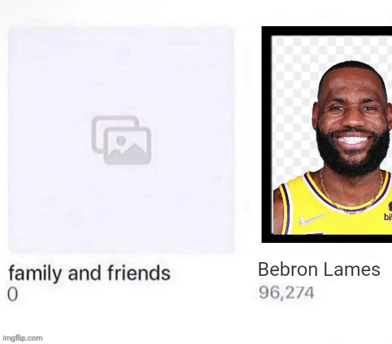 Family and Friends vs X | Bebron Lames | image tagged in family and friends vs x | made w/ Imgflip meme maker