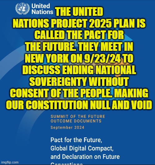 The End of our constitution begins today | THE UNITED NATIONS PROJECT 2025 PLAN IS CALLED THE PACT FOR THE FUTURE. THEY MEET IN NEW YORK ON 9/23/24 TO DISCUSS ENDING NATIONAL SOVEREIGNTY WITHOUT CONSENT OF THE PEOPLE. MAKING OUR CONSTITUTION NULL AND VOID | image tagged in united nations,maga,make america great again,new york city,constitution,the constitution | made w/ Imgflip meme maker