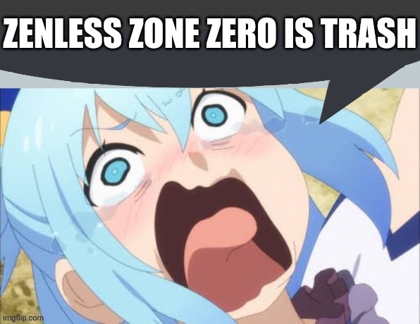 Aqua says | ZENLESS ZONE ZERO IS TRASH | image tagged in aqua says | made w/ Imgflip meme maker