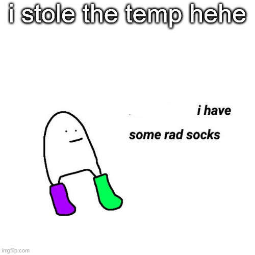rad socks but your life isnt falling apart | i stole the temp hehe | image tagged in rad socks but your life isnt falling apart | made w/ Imgflip meme maker