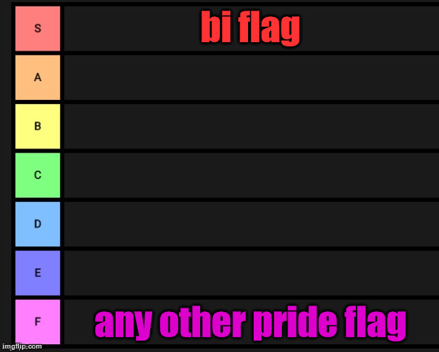 Tier List | bi flag any other pride flag | image tagged in tier list | made w/ Imgflip meme maker