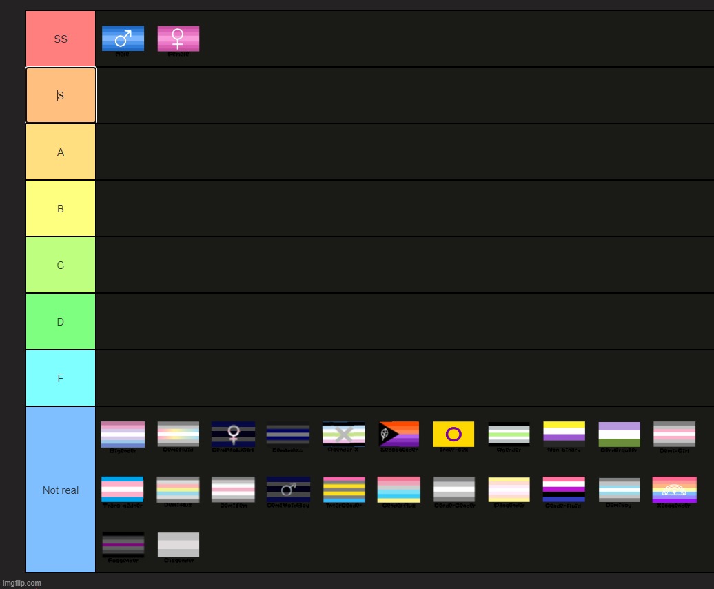 gender tier list | made w/ Imgflip meme maker