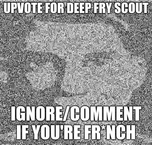 Deep fry scout | UPVOTE FOR DEEP FRY SCOUT; IGNORE/COMMENT IF YOU'RE FR*NCH | image tagged in deep fry scout | made w/ Imgflip meme maker