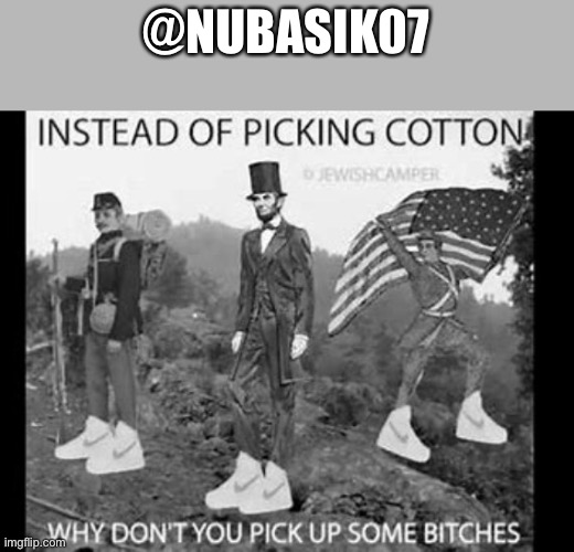 Instead of picking cotton why don't you pick up some bitches | @NUBASIK07 | image tagged in instead of picking cotton why don't you pick up some bitches | made w/ Imgflip meme maker