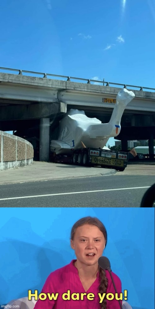 Definitely oversized | image tagged in greta thunberg how dare you,truck,bridge,bridges,memes,you had one job | made w/ Imgflip meme maker