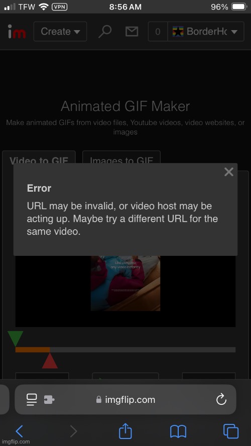 Why am I getting this error when uploading yt shorts | made w/ Imgflip meme maker