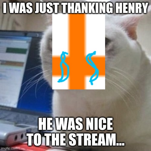 Why... | I WAS JUST THANKING HENRY; HE WAS NICE TO THE STREAM... | image tagged in crying cat | made w/ Imgflip meme maker