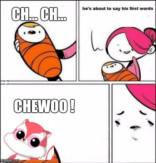 Baby first words Chewoo | CH... CH... CHEWOO ! | image tagged in baby first words | made w/ Imgflip meme maker