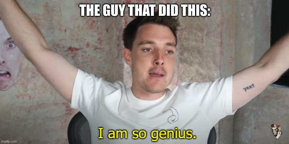 I am so genius | THE GUY THAT DID THIS: | image tagged in i am so genius | made w/ Imgflip meme maker