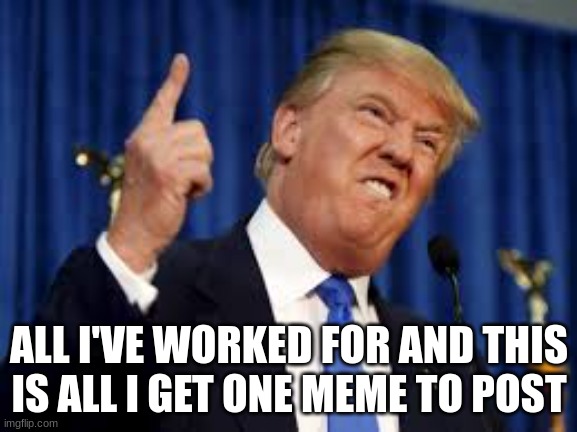 Donlad trump | ALL I'VE WORKED FOR AND THIS IS ALL I GET ONE MEME TO POST | image tagged in donlad trump | made w/ Imgflip meme maker