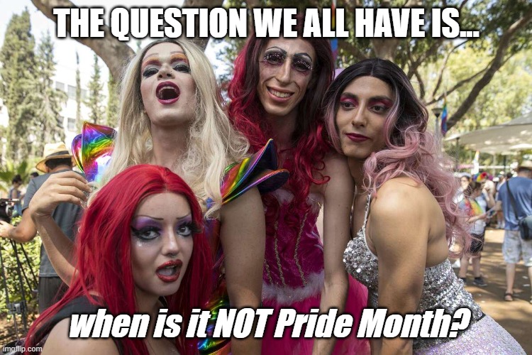 ..asking for a friend. No, actually anyone who isn't gay. | THE QUESTION WE ALL HAVE IS... when is it NOT Pride Month? | image tagged in pride,pride month | made w/ Imgflip meme maker