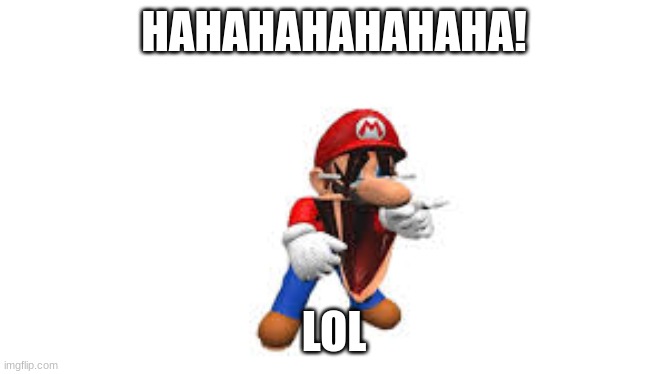 smg4 mario laughing | HAHAHAHAHAHAHA! LOL | image tagged in smg4 mario laughing | made w/ Imgflip meme maker