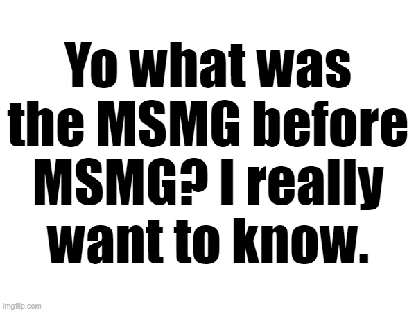 . | Yo what was the MSMG before MSMG? I really want to know. | made w/ Imgflip meme maker