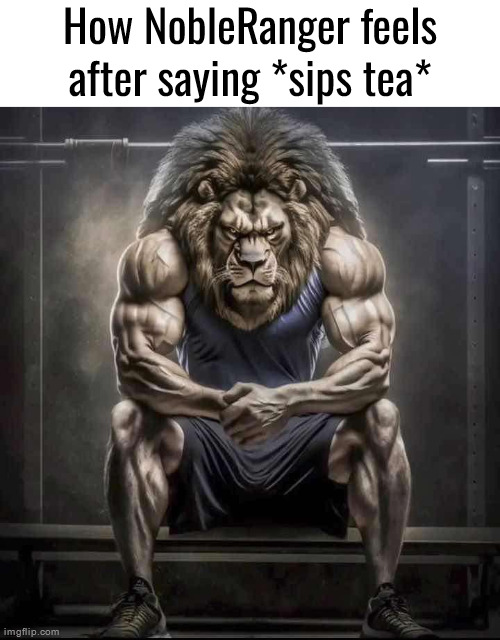 How bro felt after saying that | How NobleRanger feels after saying *sips tea* | image tagged in how bro felt after saying that | made w/ Imgflip meme maker