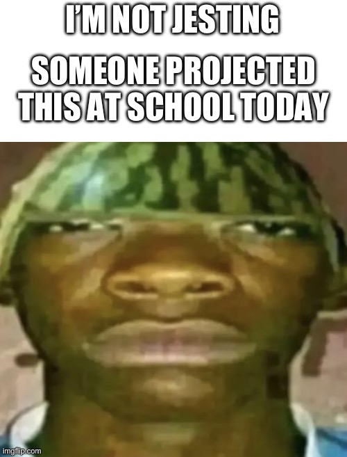 really this happened | I’M NOT JESTING; SOMEONE PROJECTED THIS AT SCHOOL TODAY | image tagged in watermelon hat | made w/ Imgflip meme maker