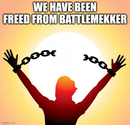 Finally no more false moderations | WE HAVE BEEN FREED FROM BATTLEMEKKER | image tagged in freedom | made w/ Imgflip meme maker