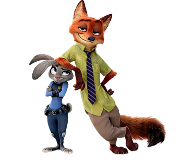 Nick Wilde leaning on Judy Hopps Blank Meme Template