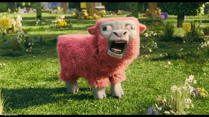 Yep that sheep is lookin pretty BAAAAAAAAAAAD I mean like EWE, WOOL YOU KILL IT! | image tagged in mc movie pink sheep,funny,bad pun,kill it with fire,ugly,bruh moment | made w/ Imgflip meme maker