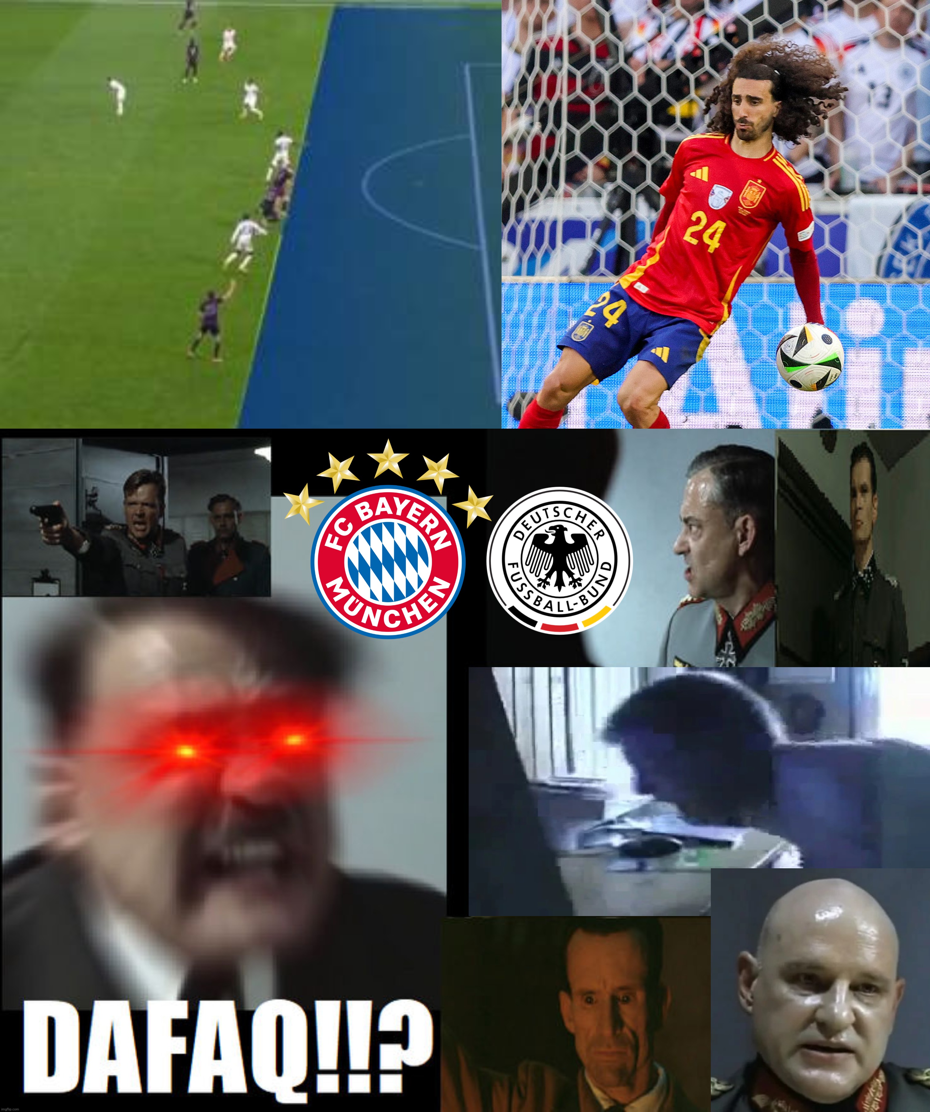 meanwhile in unknown city, Germany, Dolfy and fellas feat. Leopold Slikk reacting to Spain and Madrid robbing Bayern and DFB-Elf | image tagged in hitler and friends reaction,germany,bayern munich,real madrid,spain,angry german kid | made w/ Imgflip meme maker