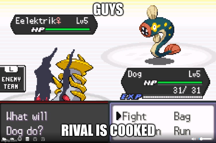 Randomizers gonna be fun tonight | GUYS; RIVAL IS COOKED | image tagged in pokemon,random,nuzzlocke | made w/ Imgflip meme maker