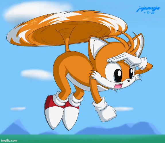 Tails Finding something or Idk... (Art Credit: jujumays on DA) | made w/ Imgflip meme maker