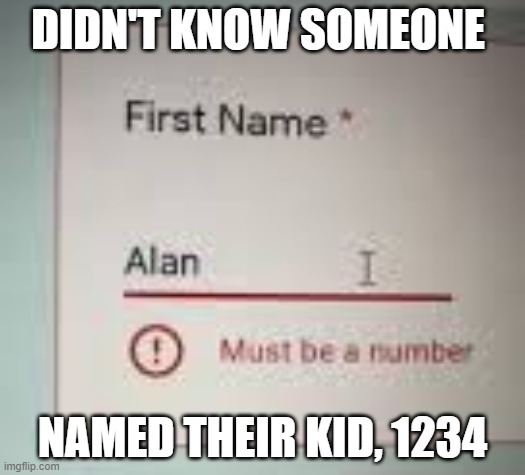 i love nam | DIDN'T KNOW SOMEONE; NAMED THEIR KID, 1234 | image tagged in you had one job | made w/ Imgflip meme maker