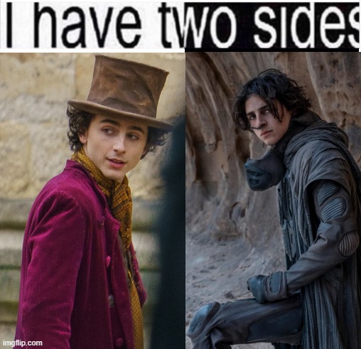 I have two sides | image tagged in i have two sides | made w/ Imgflip meme maker