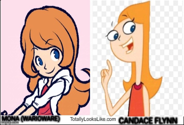 Mona (WarioWare) meets Candace Flynn | CANDACE FLYNN; MONA (WARIOWARE) | image tagged in mona,warioware,candaceflynn,phineasandferb | made w/ Imgflip meme maker