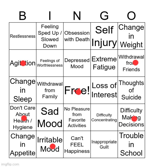 depression bingo 1 | image tagged in depression bingo 1 | made w/ Imgflip meme maker