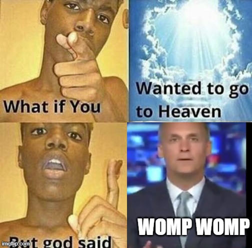 did you just say "womp womp" to a girl with down syndrome? | WOMP WOMP | image tagged in what if you wanted to go to heaven,womp womp,funny | made w/ Imgflip meme maker