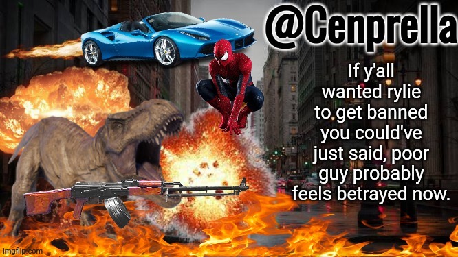 Cenprella's yappage | If y'all wanted rylie to get banned you could've just said, poor guy probably feels betrayed now. | image tagged in cenprella's yappage | made w/ Imgflip meme maker
