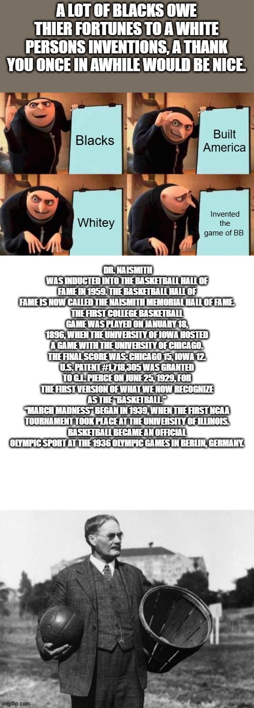 Not racist ..FACTS.. Facts are fact | A LOT OF BLACKS OWE THIER FORTUNES TO A WHITE PERSONS INVENTIONS, A THANK YOU ONCE IN AWHILE WOULD BE NICE. | made w/ Imgflip meme maker