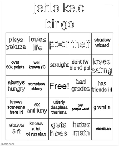 jehlo bingo | image tagged in jehlo bingo | made w/ Imgflip meme maker