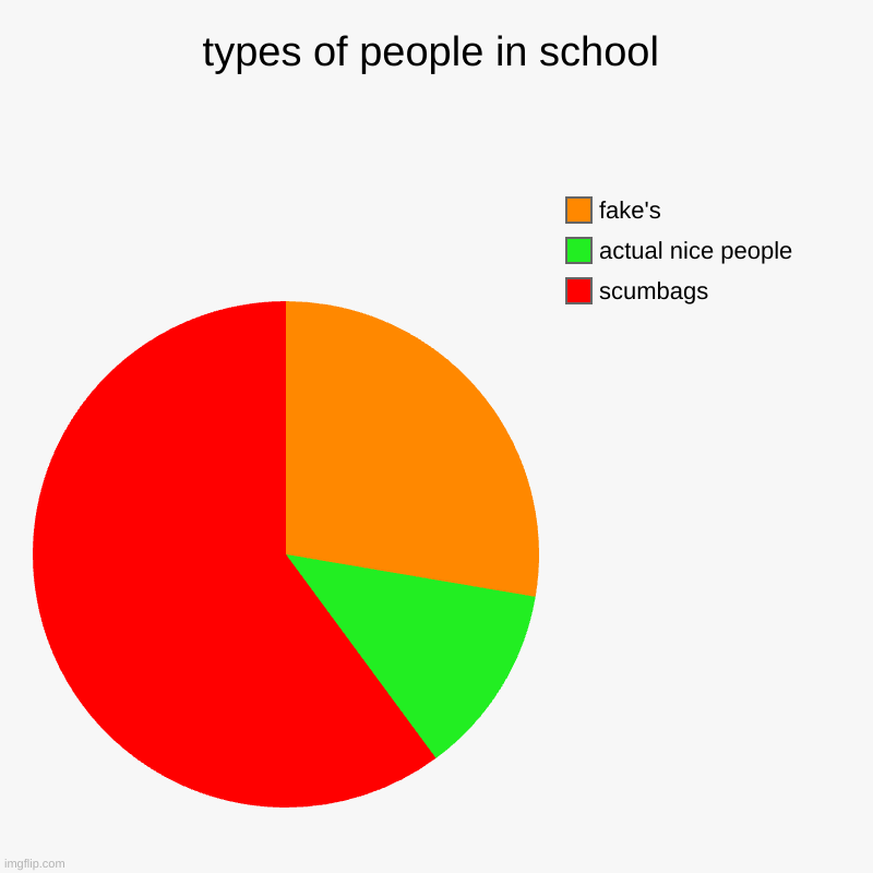 types of people in school | types of people in school | scumbags, actual nice people, fake's | image tagged in charts | made w/ Imgflip chart maker