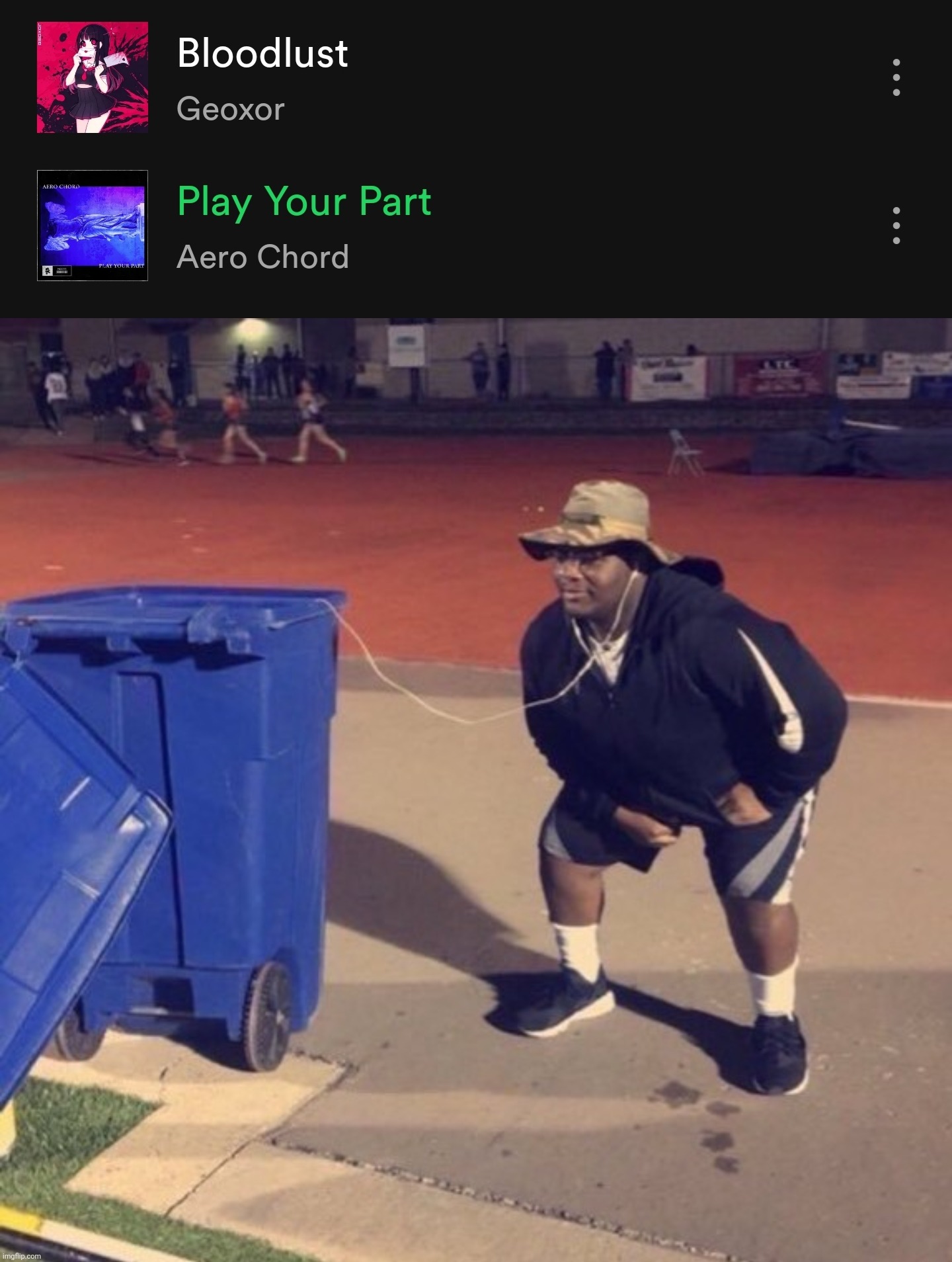 Two shitty songs made by two shitty artists | image tagged in black man listening to trash | made w/ Imgflip meme maker