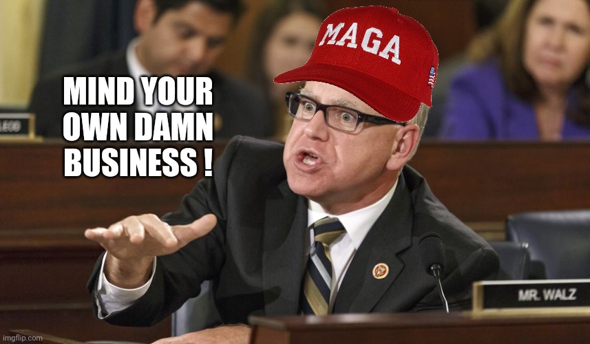 Tim Walz | MIND YOUR OWN DAMN BUSINESS ! | image tagged in tim walz | made w/ Imgflip meme maker