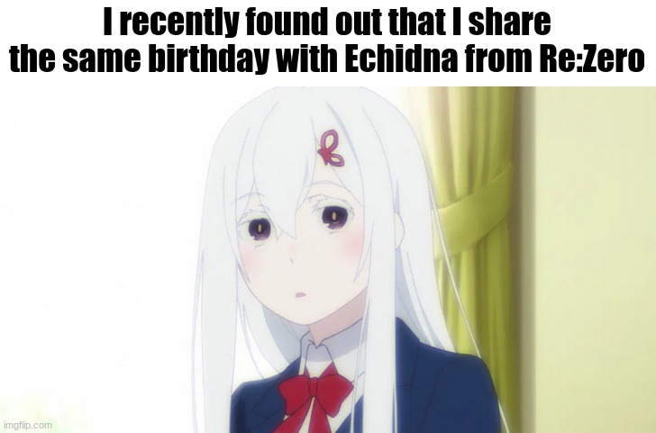 Echidna | I recently found out that I share the same birthday with Echidna from Re:Zero | image tagged in echidna | made w/ Imgflip meme maker