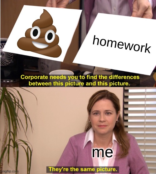 They're The Same Picture | homework; me | image tagged in memes,they're the same picture | made w/ Imgflip meme maker