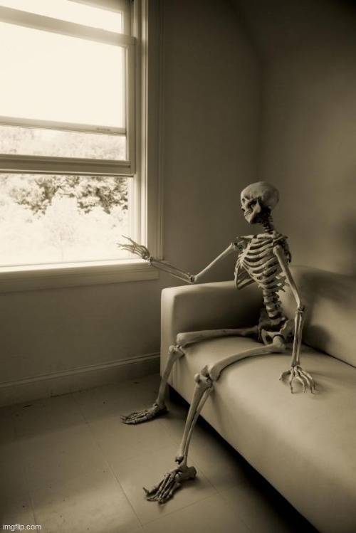 Skeleton Waiting | image tagged in skeleton waiting | made w/ Imgflip meme maker