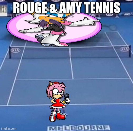 Rouge & Amy tennis | ROUGE & AMY TENNIS | image tagged in tank vs tennis player,happy meal | made w/ Imgflip meme maker