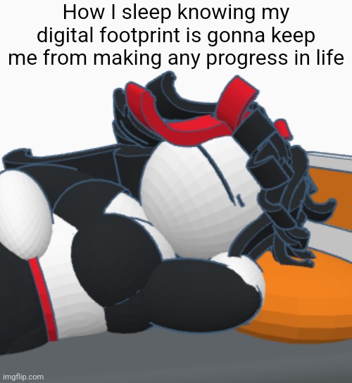 Claire sleeping 3 | How I sleep knowing my digital footprint is gonna keep me from making any progress in life | image tagged in claire sleeping 3 | made w/ Imgflip meme maker