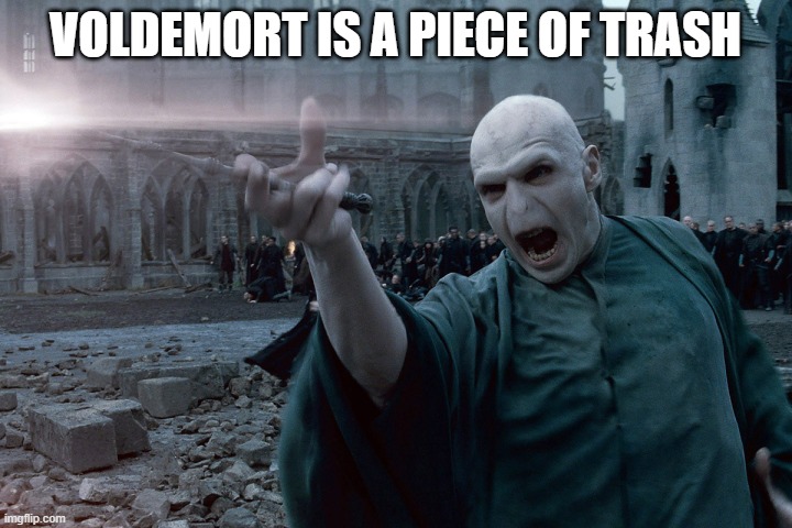 Avada Kedavra | VOLDEMORT IS A PIECE OF TRASH | image tagged in avada kedavra | made w/ Imgflip meme maker