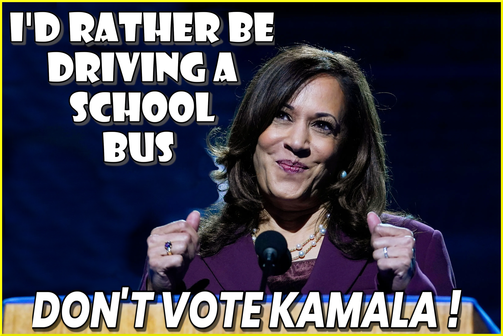 High Quality KAMALA - RATHER DRIVE BUS Blank Meme Template