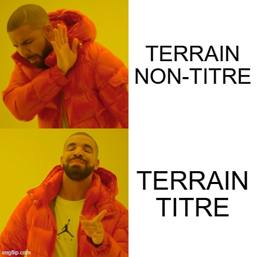 TERRAIN | TERRAIN NON-TITRE; TERRAIN TITRE | image tagged in memes,drake hotline bling | made w/ Imgflip meme maker