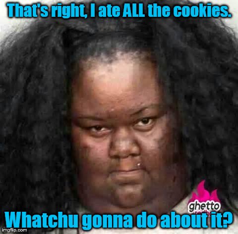 All the cookies.... | That's right, I ate ALL the cookies. Whatchu gonna do about it? | image tagged in memes,funny | made w/ Imgflip meme maker