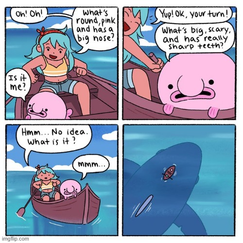 image tagged in boat,ocean,blobfish,shark,big,uh oh | made w/ Imgflip meme maker