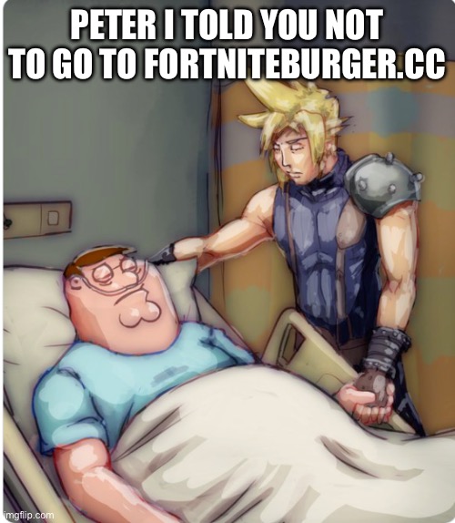 PETER I TOLD YOU | PETER I TOLD YOU NOT TO GO TO FORTNITEBURGER.CC | image tagged in peter i told you | made w/ Imgflip meme maker
