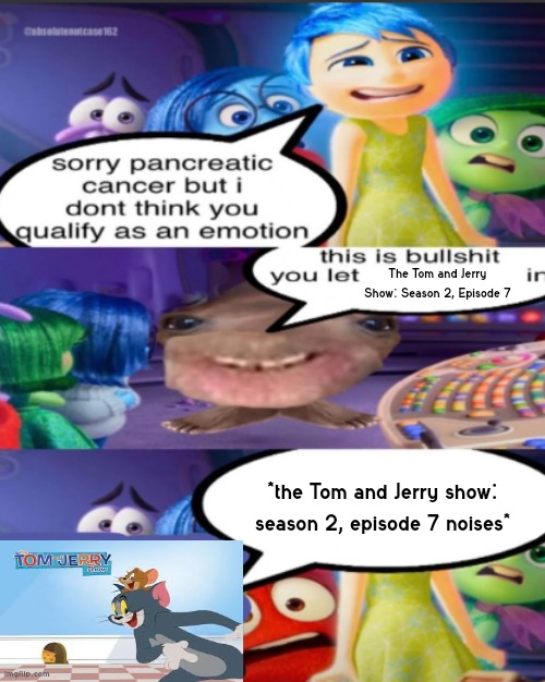 sorry pancreatic cancer but I don’t think you qualify as an emot | The Tom and Jerry Show: Season 2, Episode 7; *the Tom and Jerry show: season 2, episode 7 noises* | image tagged in sorry pancreatic cancer but i don t think you qualify as an emot | made w/ Imgflip meme maker